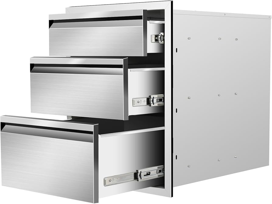 Stainless Steel Drawer Cabinet with Three Drawers