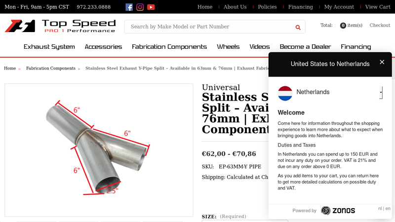 Stainless Steel Exhaust Y