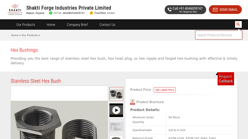 Stainless Steel Hex Bush Manufacturer from Rajkot