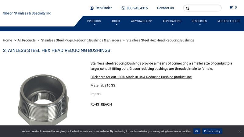 Stainless Steel Hex Head Reducing Bushings