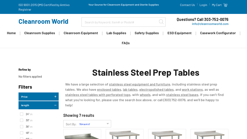 Stainless Steel Prep Tables