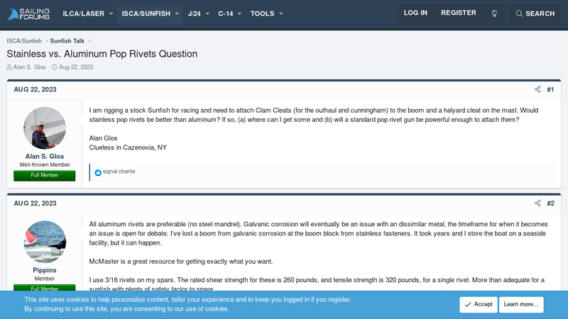 Stainless vs. Aluminum Pop Rivets Question