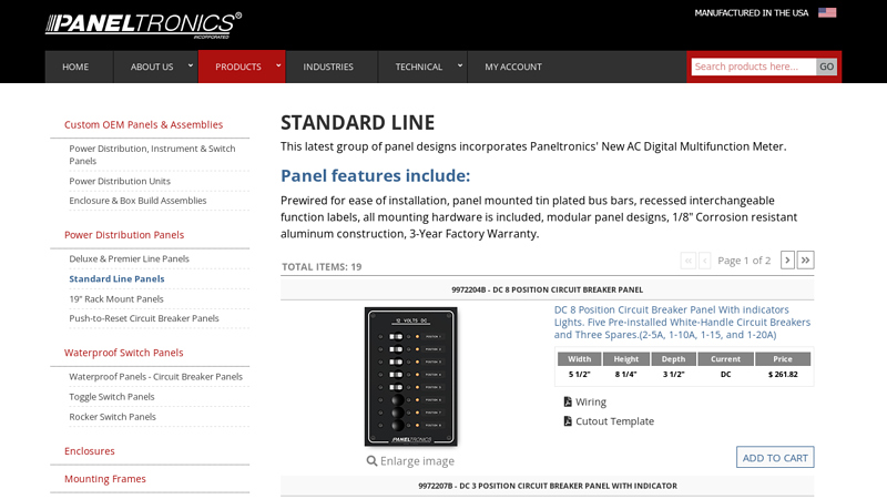 Standard Line of Electrical Panel