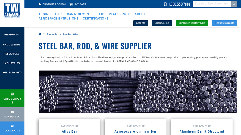 Steel Bar, Rod, & Wire Supplier