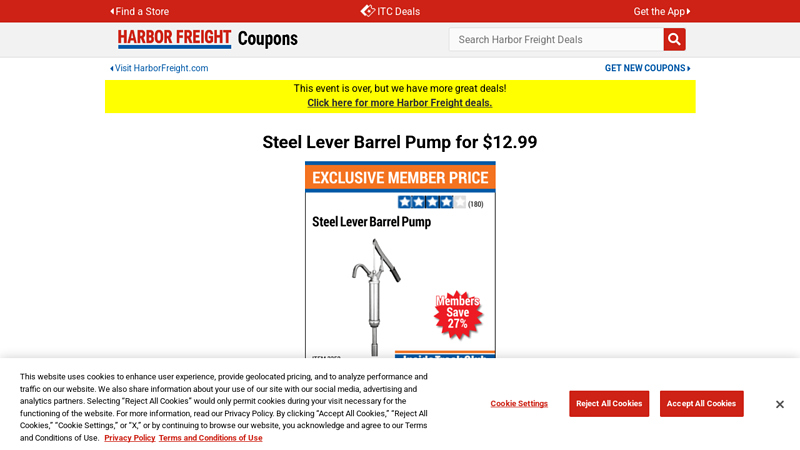 Steel Lever Barrel Pump for $12.99