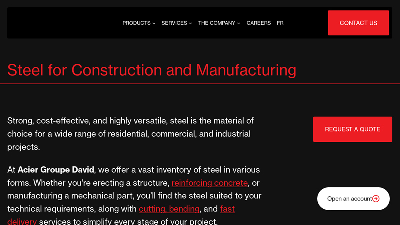 Steel products for construction and manufacturing