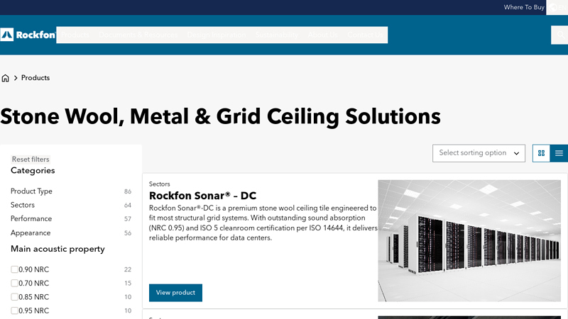 Stone Wool, Metal & Grid Ceiling Solutions