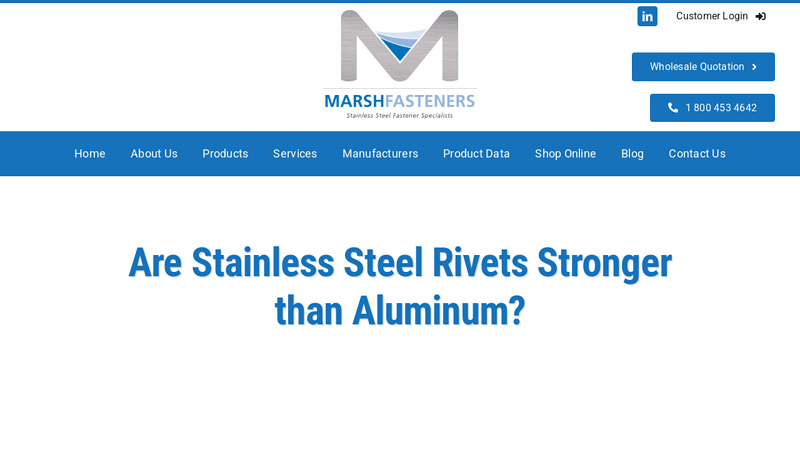 Strength of Aluminum vs Stainless Steel Rivets