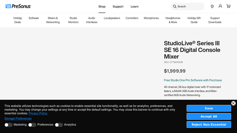 StudioLive® Series III SE 16 Digital Console Mixer