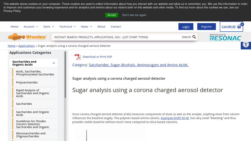 Sugar analysis using a corona charged aerosol detector