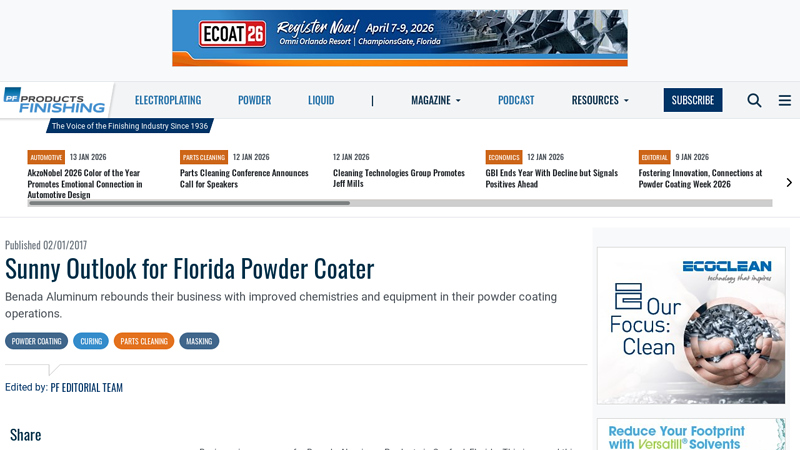 Sunny Outlook for Florida Powder Coater