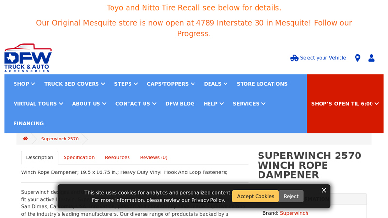 Superwinch 2570 Winch Rope Dampener