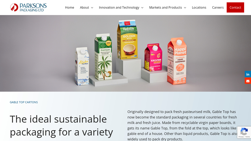Sustainable Gable Top Cartons for Various Products and Sectors