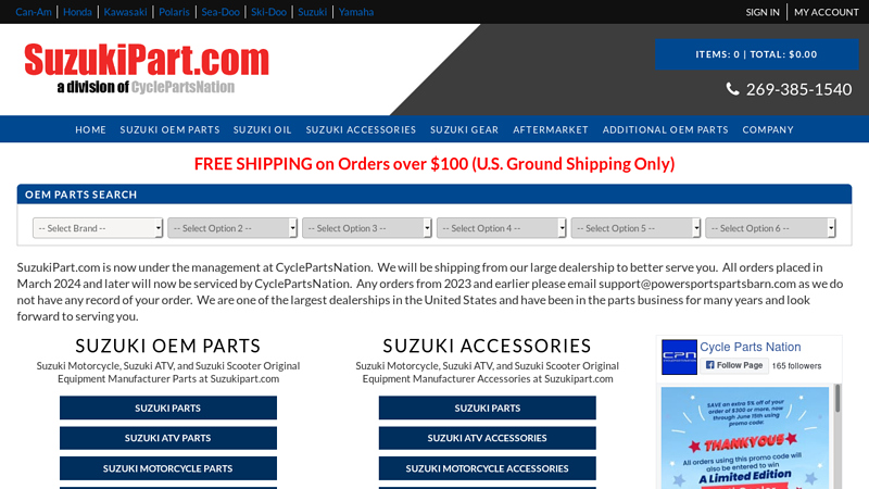 Suzuki Parts, Fast Shipping in U.S. for OEM Motorcycle