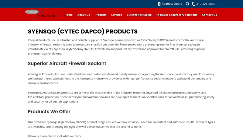 Syensqo (Cytec DAPCO) Products
