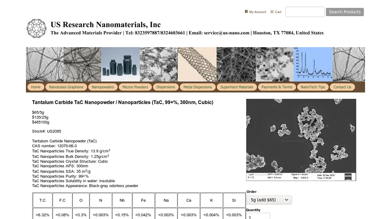 Tantalum Carbide TaC Nanopowder / Nanoparticles (TaC, 99+% ...