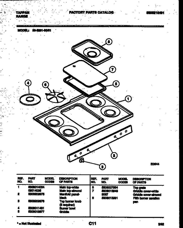 Tappan Range Replacement Parts