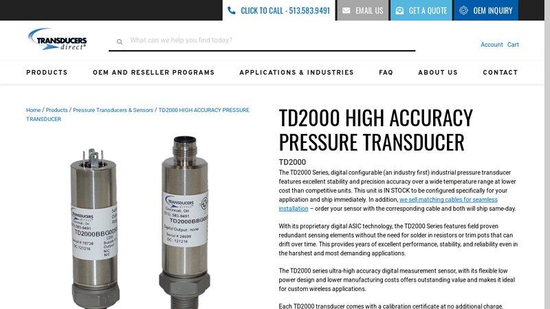 TD2000 High Accuracy Pressure Transducer