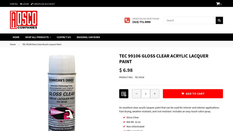 TEC 99106 Gloss Clear Acrylic Lacquer Paint