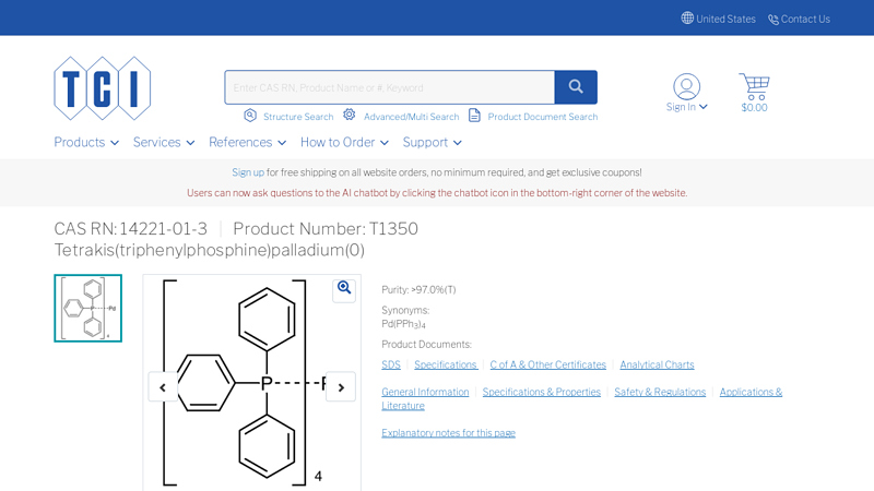 Tetrakis(triphenylphosphine)palladium(0) 14221-01-3