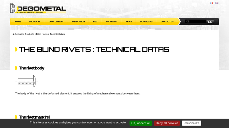 The Blind Rivets : technical datas