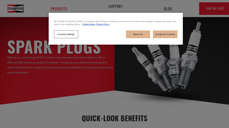 The Champion Spark Plugs range for Motorcycles