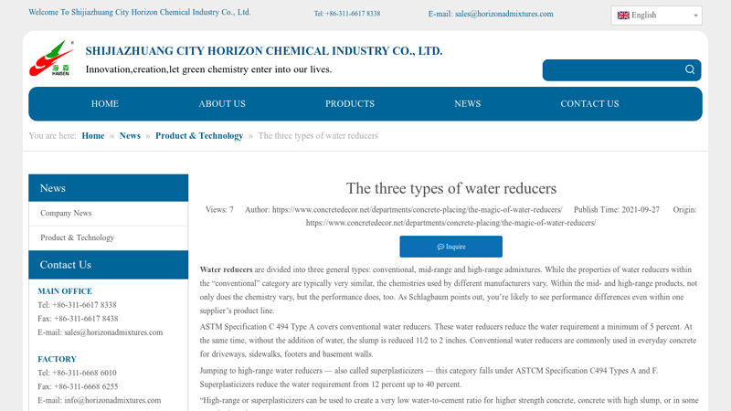 The three types of water reducers