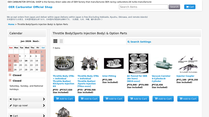 Throttle Body(Sports Injection Body) & Option Parts