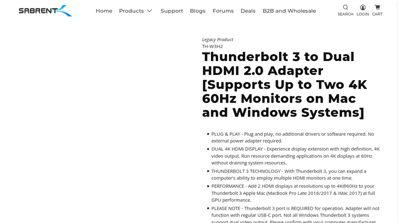 Thunderbolt 3 to Dual HDMI 2.0 Adapter [Supports Up to Two 4K ...