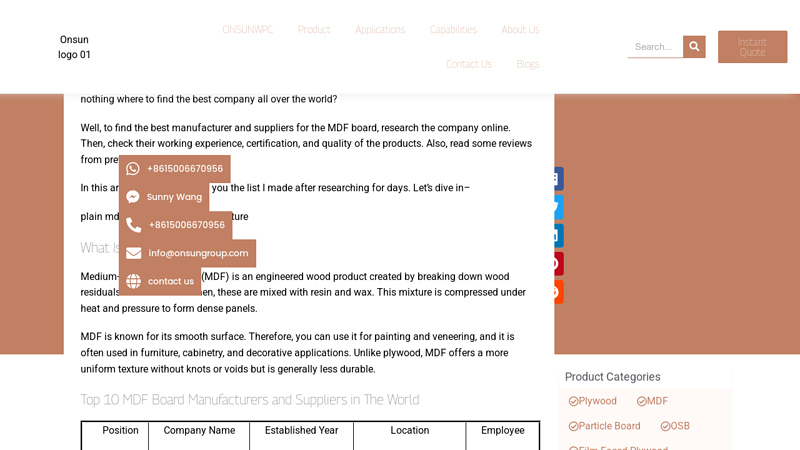 Top 10 MDF Board Manufacturers And Suppliers In The World