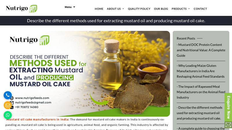 Top Mustard oil cake manufacturers in india