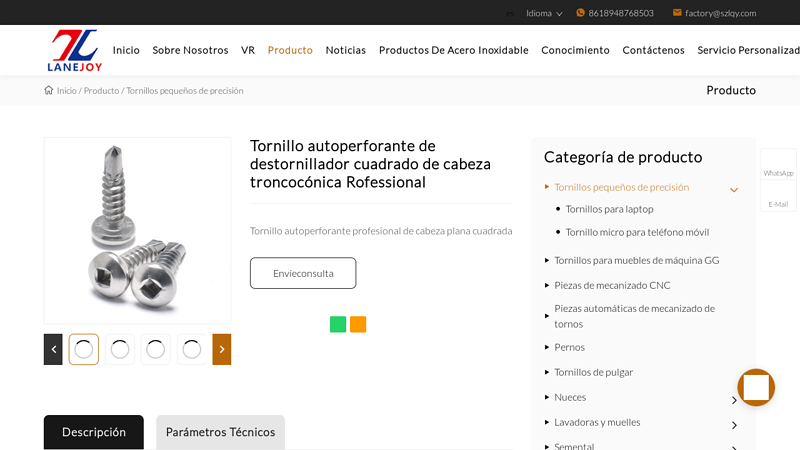 Tornillo autoperforante profesional de cabeza plana cuadrada
