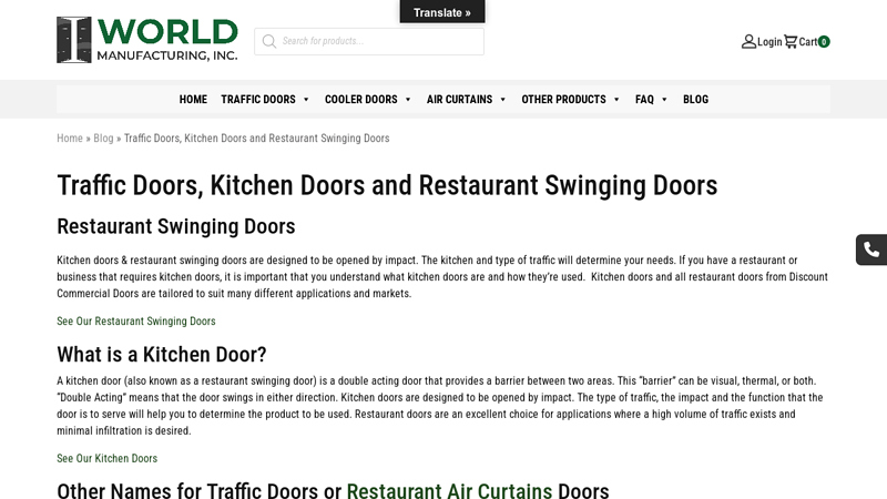 Traffic Doors, Kitchen Doors and Restaurant Swinging Doors