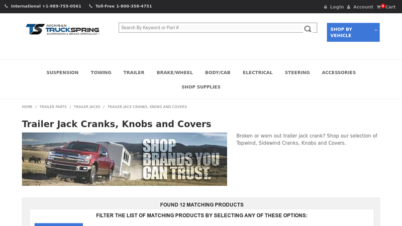 Trailer Jack Cranks, Knobs and Covers
