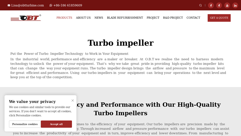 Turbo impeller Manufacturer & Supplier in China
