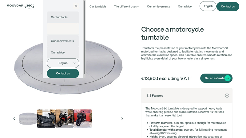 Turntable for motorcycle