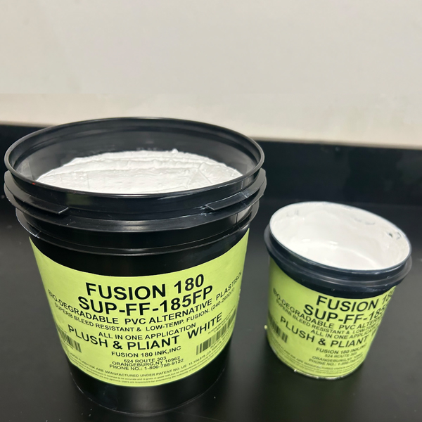Ultra low heat fusion PVC plastisol coating and printing ink