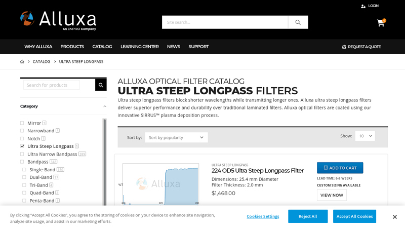 Ultra Steep Longpass Optical Filters