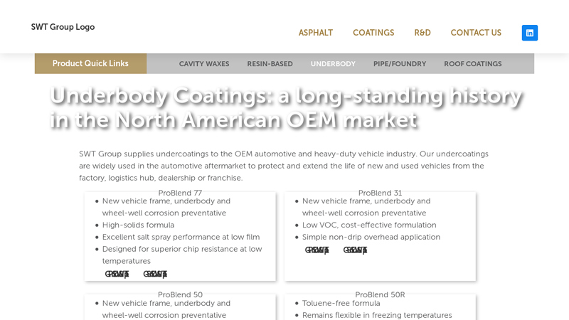 Underbody Coatings for OEM Automotive Industry