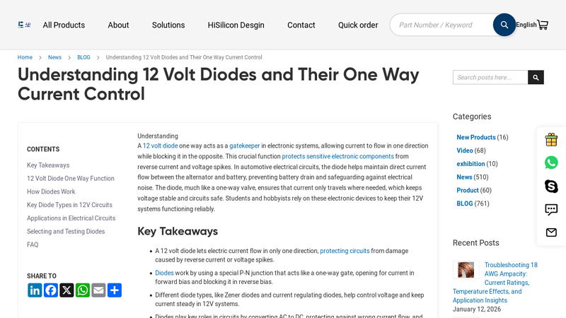 Understanding 12 Volt Diodes and Their One Way Current Control