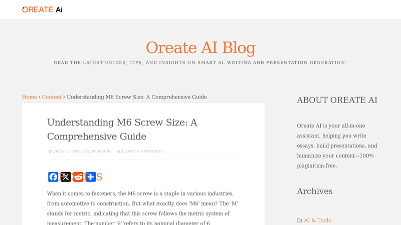 Understanding M6 Screw Size: A Comprehensive Guide