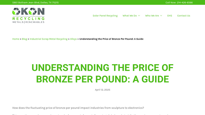 Understanding the Price of Bronze Per Pound