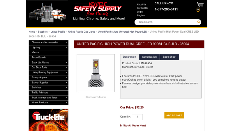 United Pacific High Power Dual CREE LED 9006/HB4 Bulb