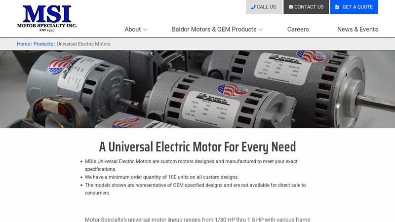 Universal Electric Motor Manufacturer