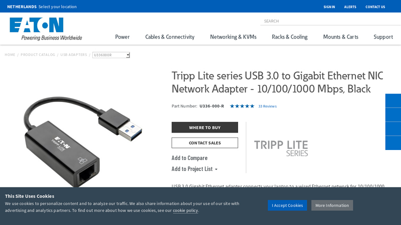 USB 3.0 Gigabit Ethernet Adapter, 10/100/1000 Mbps