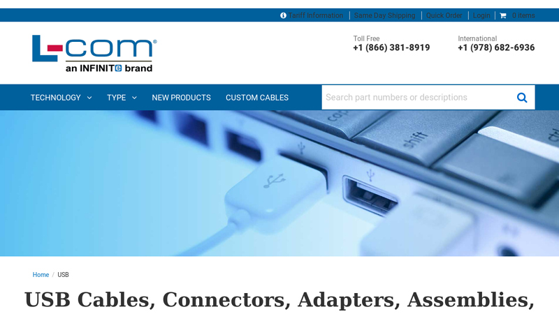 USB Cables Connectors Adapters Assemblies Extenders & Couplers