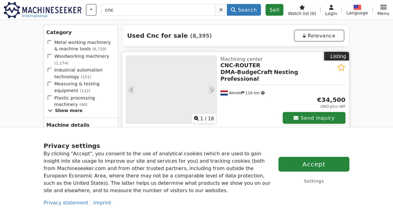 Used Cnc for sale on Machineseeker.com