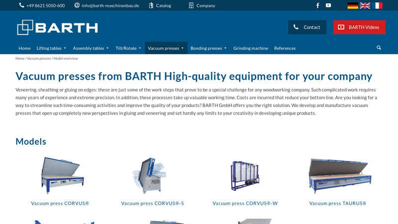 Vacuum presses from BARTH High