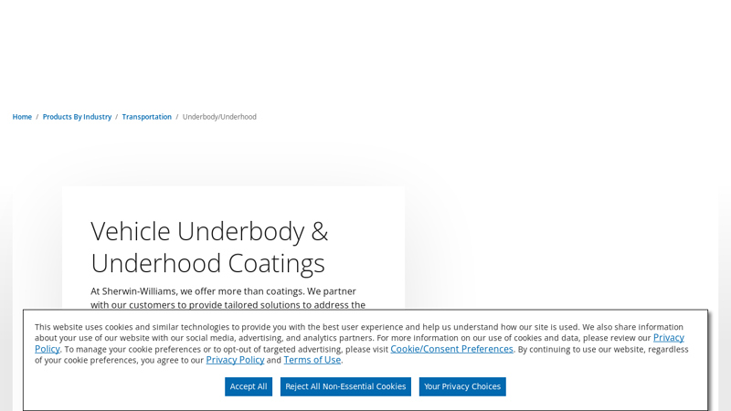 Vehicle Under Body and Under Hood Coatings