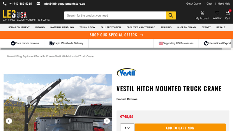 Vestil Hitch Mounted Truck Crane
